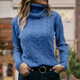 Women’s Cable Knit Sweater Turtleneck Long Sleeves Ribbed Cuffs – Book Club Meetings