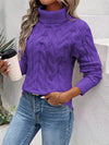 Women’s Cable Knit Sweater Turtleneck Long Sleeves Ribbed Trim – Antique Market Visits