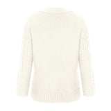 Women’s Cable Knit Sweater V-Neck Long Sleeve Ribbed Cuffs – Casual Outings