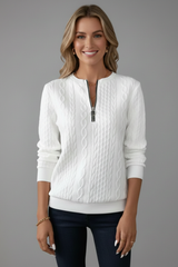 Women's Cable Knit Sweater Zip Front Long Sleeve – Daytime Meetups