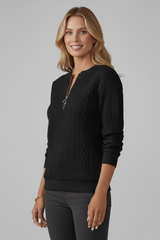 Women's Cable Knit Sweater Zip Front Long Sleeve – Daytime Meetups