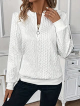 Women's Cable Knit Sweater Zip Front Long Sleeve – Lunch Dates