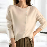 Women's Cardigan Asymmetric Collar Button Front Long Sleeve Knit – Daily Wear