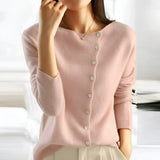 Women's Cardigan Asymmetric Collar Button Front Long Sleeve Knit – Daily Wear