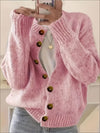Women's Cardigan Button Front Round Neck Long Sleeve – Coffee Date