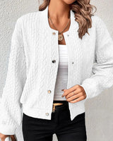 Women's Cardigan Cable Knit Long Sleeve Button Front – Coffee Date