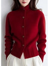 Women’s Cardigan High Neck Button Front Ribbed Trim – Weekend Brunches