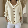 Women’s Cardigan Hooded Button Front Ribbed Trim – Coffee Shop Mornings