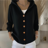 Women’s Cardigan Hooded Button Front Ribbed Trim – Coffee Shop Mornings