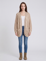 Women’s Cardigan Open Front Cable Detail Front Pockets – Weekend Bookstore Visits
