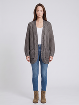 Women’s Cardigan Open Front Cable Detail Front Pockets – Weekend Bookstore Visits