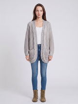 Women’s Cardigan Open Front Cable Detail Front Pockets – Weekend Bookstore Visits