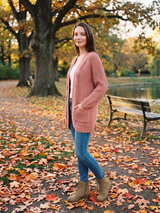 Women’s Cardigan Open Front Cable Detail Front Pockets – Weekend Bookstore Visits