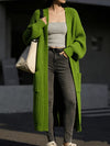 Women’s Cardigan Open Front Ribbed Detail Balloon Sleeves Front Pockets – Casual City Outings