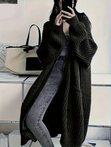 Women’s Cardigan Open Front Ribbed Detail Balloon Sleeves Front Pockets – Casual City Outings