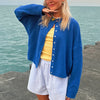 Women's Cardigan Oversized Dropped Shoulder Button Front - Casual