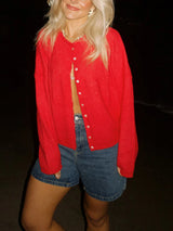 Women's Cardigan Oversized Dropped Shoulder Button Front - Casual