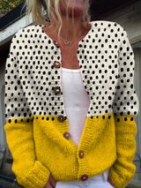 Women’s Cardigan Polka Dot Pattern Button Front Ribbed Cuffs – Art Class Days