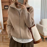Women's Cardigan Ribbed Knit Zip Front High Collar – Day Trip