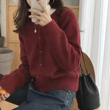 Women's Cardigan Round Neck Button Front Long Sleeve Ribbed Trim – Bookstore Visit