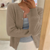 Women's Cardigan Round Neck Button Front Long Sleeve Ribbed Trim – Bookstore Visit