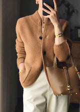 Women's Cardigan Stand Collar Button Front Patch Pockets – Market Stroll