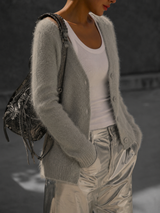 Women's Cardigan V Neck Button Front Long Sleeve Ribbed Trim – Office Days
