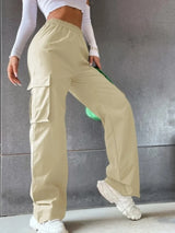 Women's Cargo Pants Gathered Waist Wide Leg Pocket – Weekend Wear