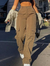Women's Cargo Pants High Rise Wide Leg Side Pocket – City Outings