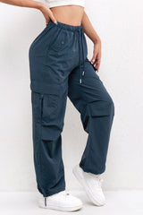Women's Cargo Parachute Pants Wide Leg Drawstring – Casual Street Style
