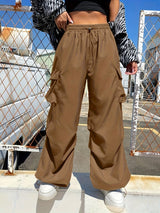 Women's Cargo Parachute Pants Wide Leg – Street Style