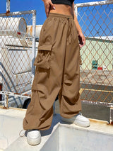 Women's Cargo Parachute Pants Wide Leg – Street Style
