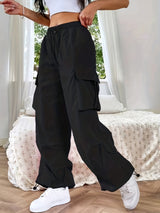 Women's Cargo Parachute Pants Wide Leg – Street Style