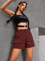 Women's Cargo Shorts Button Waist Side Flap Pockets – Travel Day
