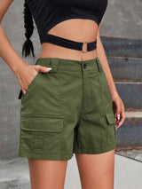 Women's Cargo Shorts Button Waist Side Flap Pockets – Travel Day