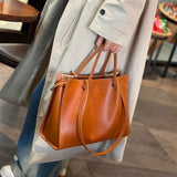 Women's Carryall Tote Bag Open Top Contrast Stitch Dual Handles – Work