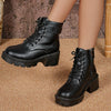 Women's Chunky Platform Ankle Boots Lace Up Block Heel – Edgy Daily Look
