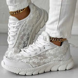 Women's Chunky Sneakers Abstract Print Lace-Up – Casual Everyday