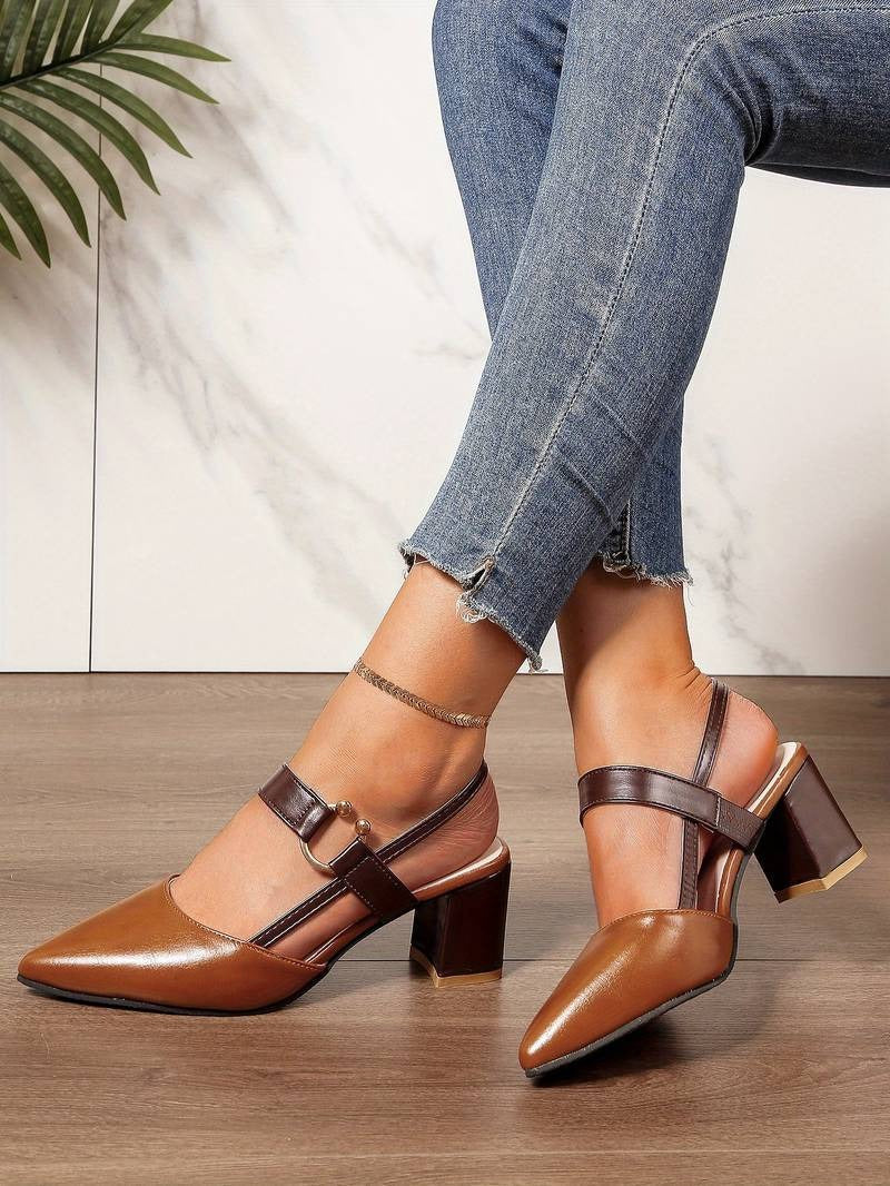 Women's Closed Toe Slingback Block Heels – Going Out Work