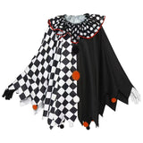 Women's Clown Costume Checkerboard Asymmetric Ruffle Collar – Halloween Parade