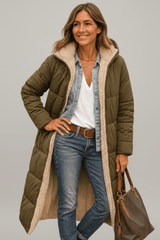 Women’s Coat Hooded Quilted Long Sleeve – Winter Errands