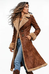 Women’s Coat Notch Collar Button Front Contrast Trim – Winter City Outings