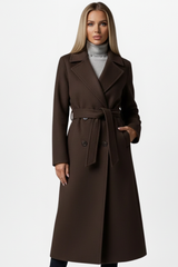 Women’s Coat Notched Collar Tie Waist Long Sleeve – Business Lunch