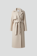 Women’s Coat Notched Collar Tie Waist Long Sleeve – Business Lunch