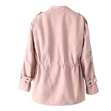 Women's Coat Stand Collar Zip Front Drawstring Waist – Outdoor Errands