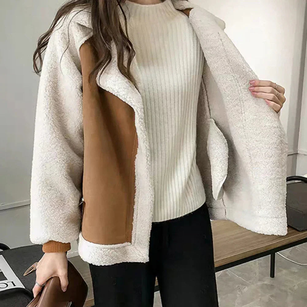 Women's Coat Wide Lapel Zip Pockets Ribbed Cuffs – Winter Errands