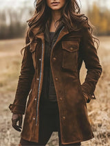 Women’s Coat Zip-Up Snap Front Flap Pockets – Country Getaways