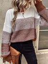 Women's Color Block Knit Sweater Crew Neck – Seasonal Casual Wear