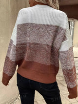 Women's Color Block Knit Sweater Crew Neck – Seasonal Casual Wear