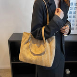 Women's Corduroy Shoulder Bag Zip Top Dual Strap – Everyday Tote